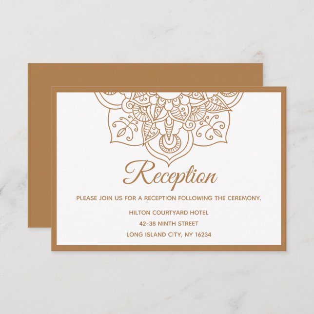 Mandala  Brun Boho Indisk Modern Vintage Bröllop Inbjudningar (Fram/baksida)