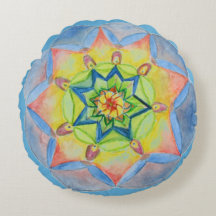 Mandala Brushed Polyester Round Cushion