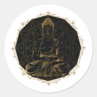 MANDALA BUDDHA STICKER DESIGN RUNT KLISTERMÄRKE