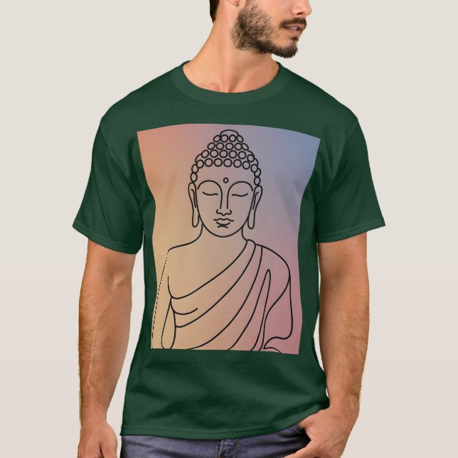 Mandala Buddha T-Shirt: Serene Line Art Zen Spirit T Shirt (Framsida)