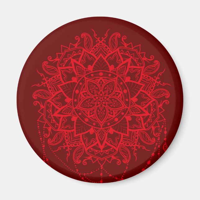 Mandala burgundy Indian Magnet (Framsidan)