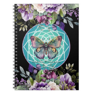 Mandala Butterfly Lila Blommigt Esoteric Psychic Anteckningsbok