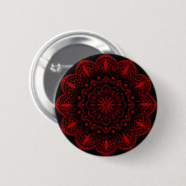 Mandala Button | Svart och röd Knapp