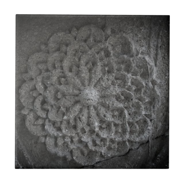 Mandala Carved Stone Photo Tile Kakelplatta (Framsidan)