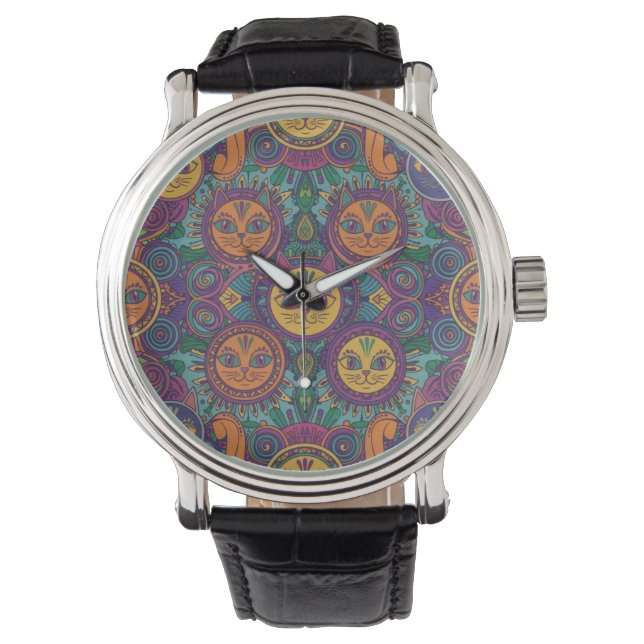 Mandala Cat Art Watch Armbandsur (Framsida)