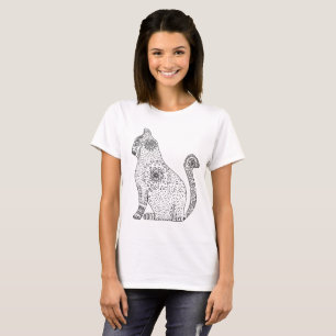 Mandala Cat Basic T-Shirt, White Tee Shirt