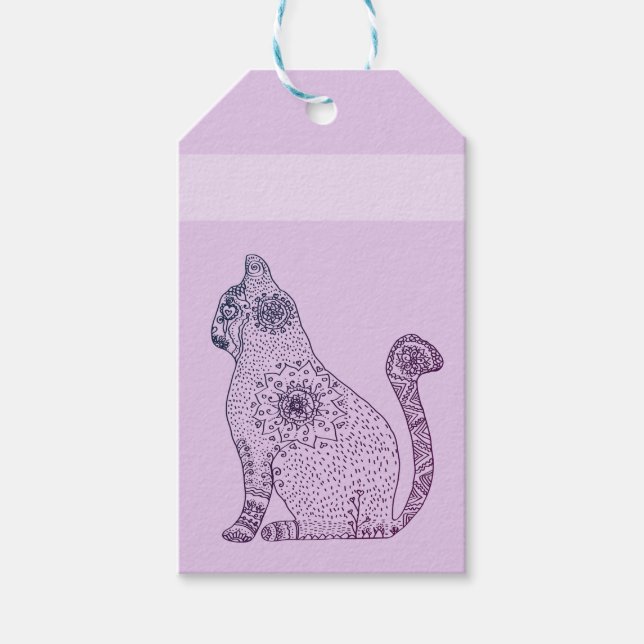 Mandala Cat Gift Märkres Presentetikett (Framsidan)