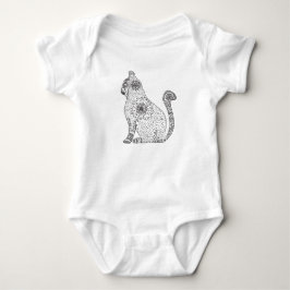 Mandala Cat Jersey Bodydräkt, White Tee