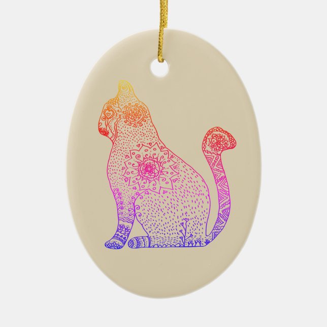 Mandala Cat Oval Ornament (Framsidan)