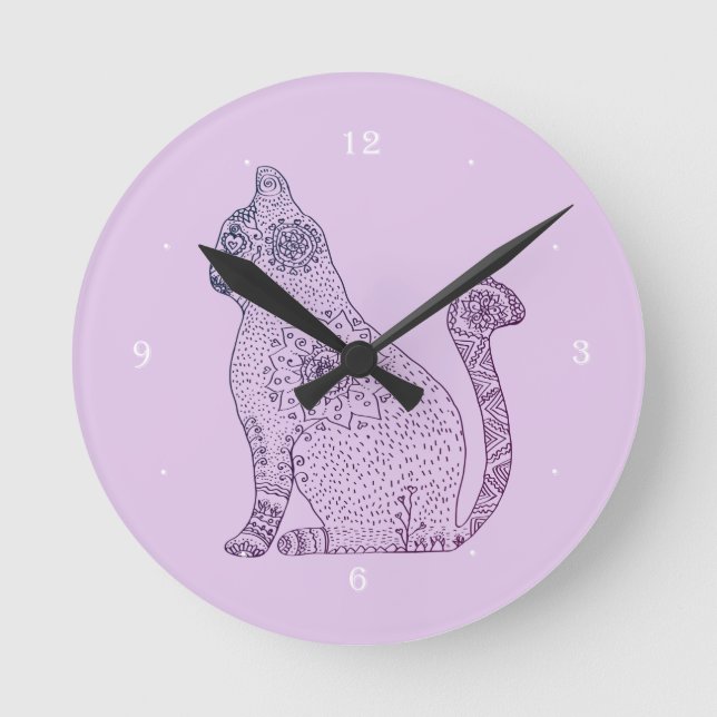 Mandala Cat Round (Medium) Wall Clock Rund Klocka (Framsida)