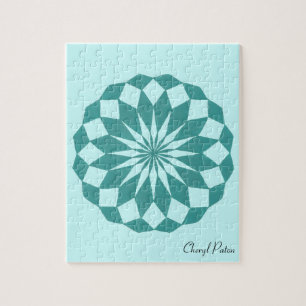 Mandala Circle Diamonds Turquise Mönster Puzzle Pussel