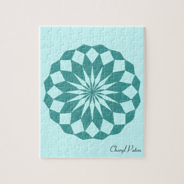 Mandala Circle Diamonds Turquise Mönster Puzzle Pussel (Vertikal)