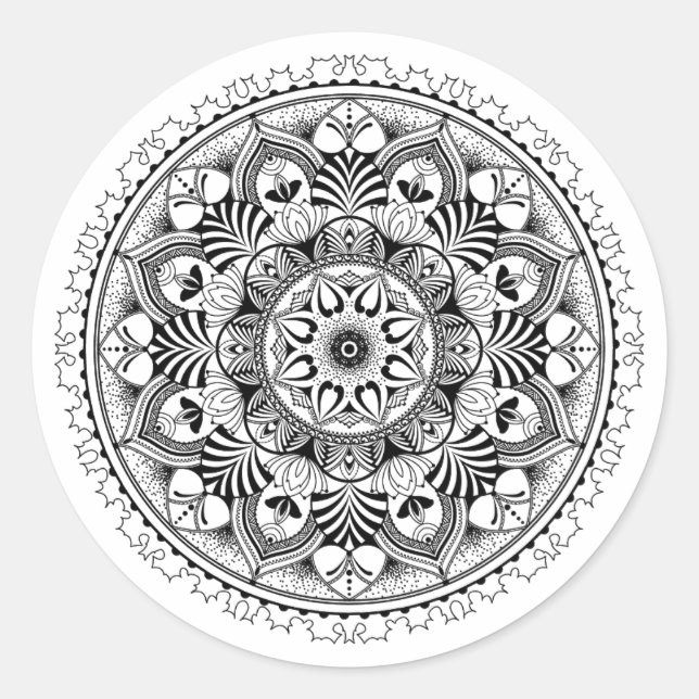 Mandala Circle Runt Klistermärke (Framsida)