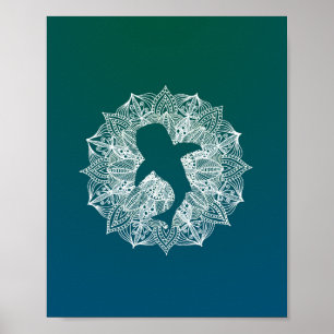Mandala Circle Turkvoise Whale Shark Poster