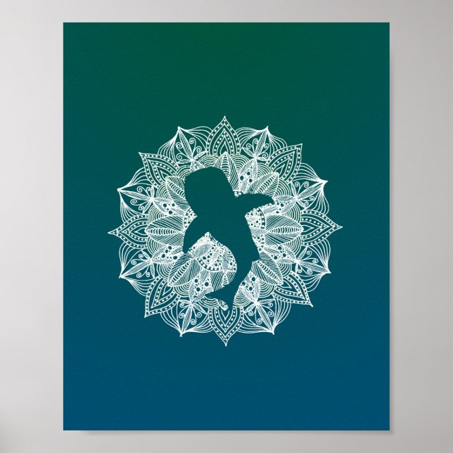 Mandala Circle Turkvoise Whale Shark Poster (Framsidan)