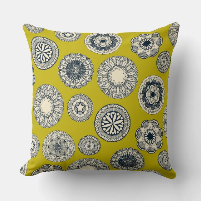 mandala cirkusfläck chartreuse kudde (Framsida)