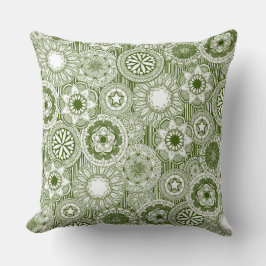 mandala cirque-grönt vit kudde