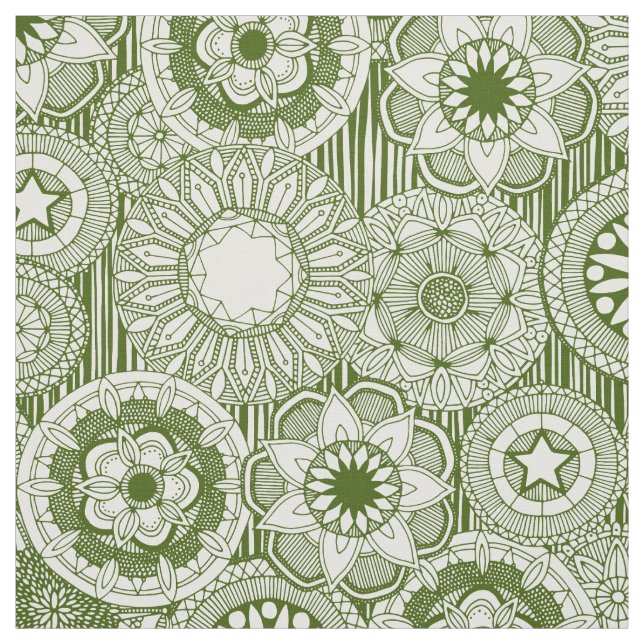mandala cirque-grönt vit tyg (Provkarta)