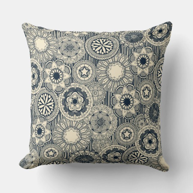 mandala cirque indigo kräm kudde (Framsida)