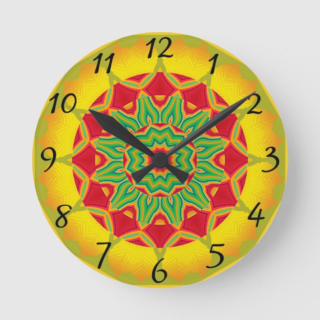 Mandala Clock Rund Klocka (Framsida)