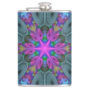 Mandala Colorful Andlig Fractal Art med Rosa Fickplunta