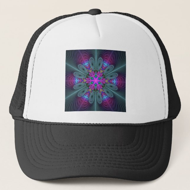 Mandala Colorful Andlig Fractal Art med Rosa Keps (Framsida)