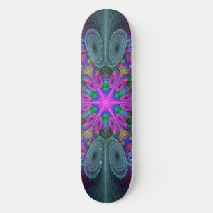 Mandala Colorful Andlig Fractal Art med Rosa Skateboard Bräda 21,5 Cm