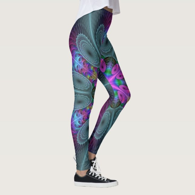 Mandala Colorful Striking Fractal Art Kaleidoscope Leggings (Höger)