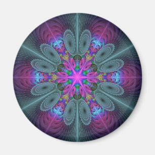 Mandala Colorful Striking Fractal Art Kaleidoscope Magnet