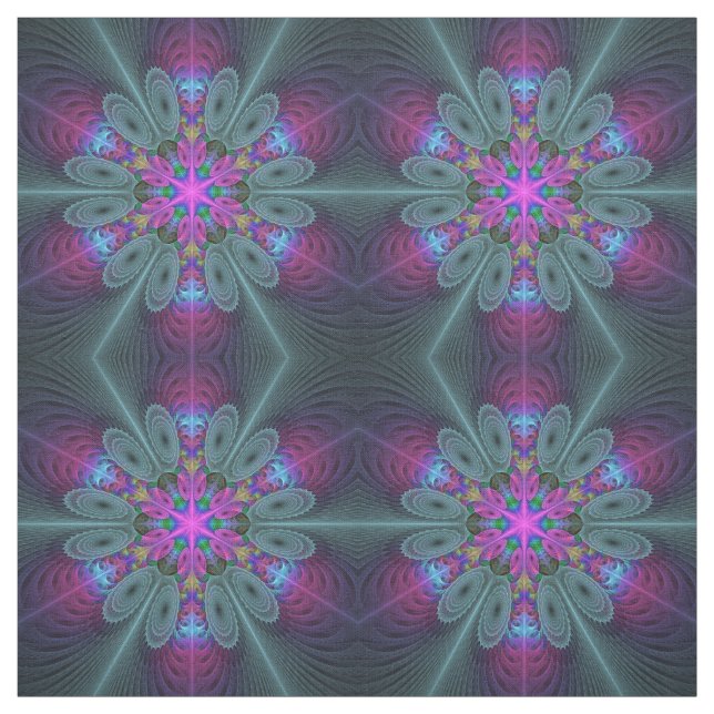 Mandala Colorful Striking Fractal Art Kaleidoscope Tyg (Provkarta)