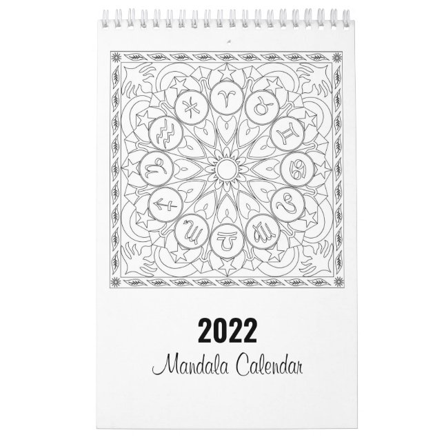 Mandala Coloring Pages Calendar in Black and White Kalender (Omslag)
