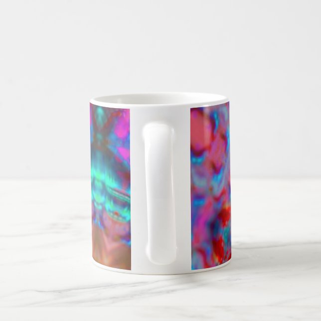 Mandala-colorpink-red-blue-kaleidoskop Kaffemugg (Handtag)