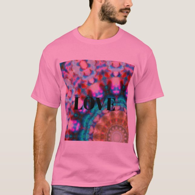 Mandala-colorpink-red-blue-kaleidoskop T Shirt (Framsida)