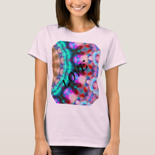 Mandala-colorpink-red-blue-kaleidoskop T Shirt (Framsida)
