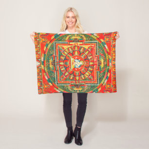 Mandala Cosmic Diagram för meditation Fleecefilt