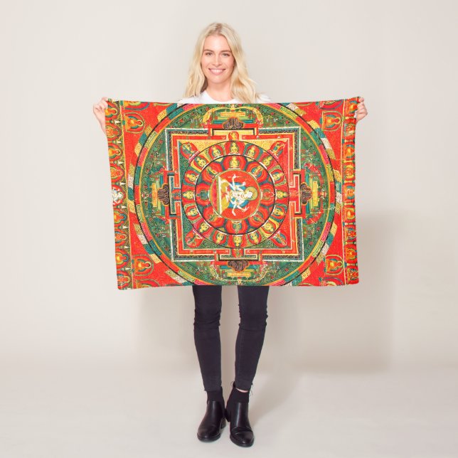 Mandala Cosmic Diagram för meditation Fleecefilt (På plats)
