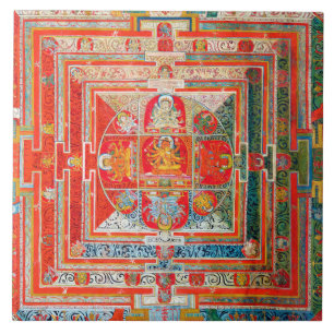 Mandala Cosmic Diagram för meditation Kakelplatta