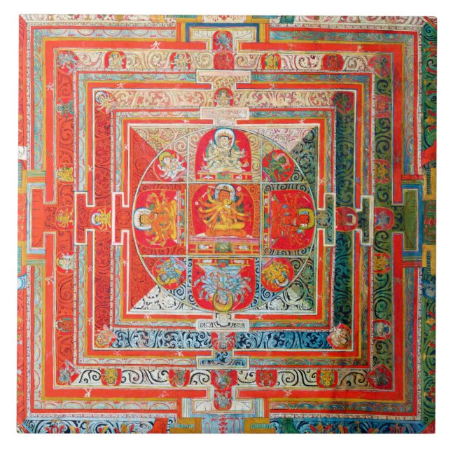 Mandala Cosmic Diagram för meditation Kakelplatta (Framsidan)