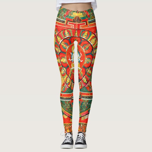 Mandala Cosmic Diagram for Meditation Leggings (Framsida)