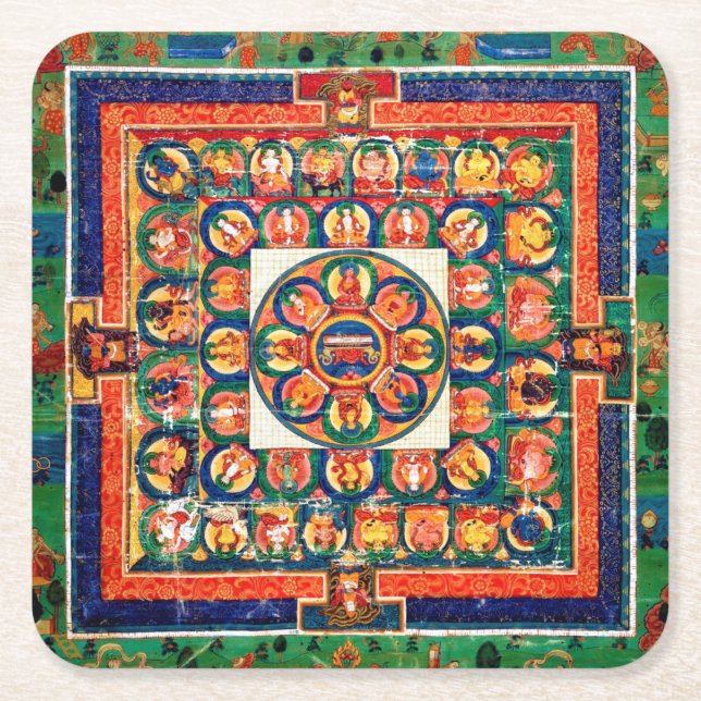 Mandala Cosmic Diagram for Meditation Underlägg Papper Kvadrat (Framsidan)