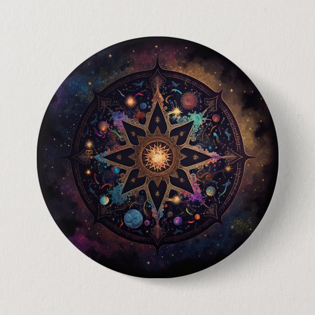 Mandala Cosmic Visionary Art Button Knapp (Framsida)