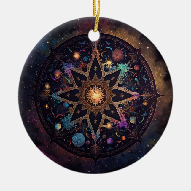 Mandala Cosmic Visionary Art Ceramic Ornament (Framsidan)