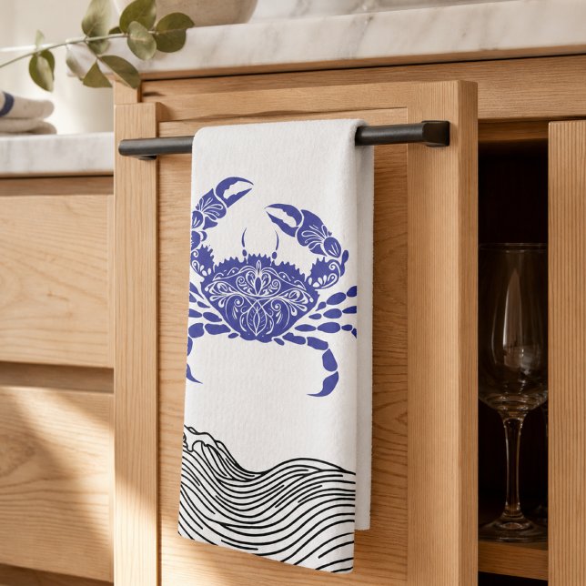 Mandala Crab Coastal – Nautisk Minimalist Kökshandduk (Skapare uppladdad)