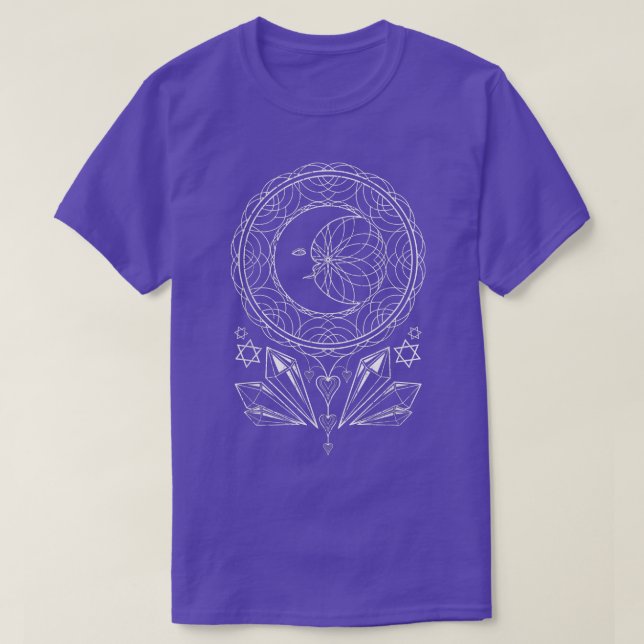 Mandala Crescent Måne Witchcraft Crystals Pagan Oc T Shirt (Design framsida)