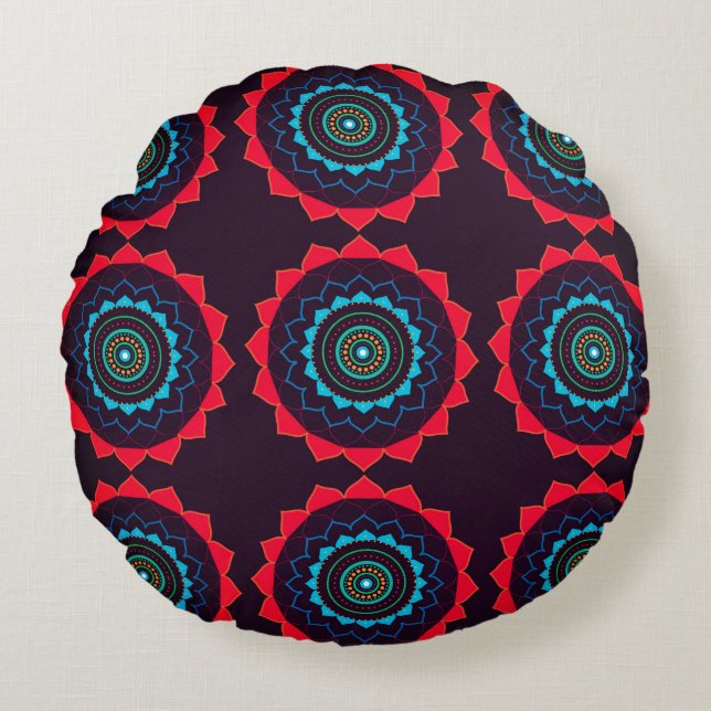 Mandala Cushion Rund Kudde (Framsidan)