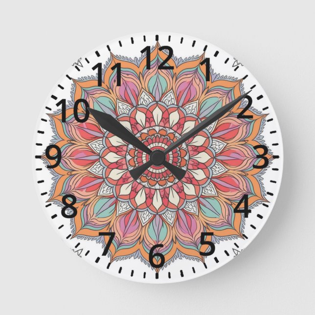 Mandala da Harmonia (Calmante e Tranquilizante) Rund Klocka (Framsida)