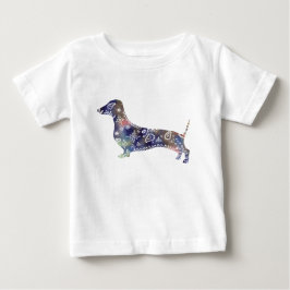 Mandala Dachshund Bra Jersey T-Shirt, White Tee