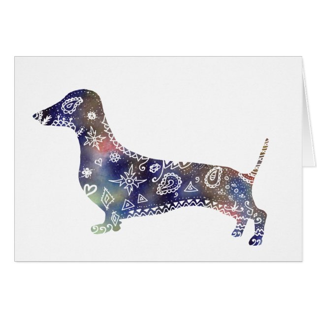 Mandala Dachshund Tillfällen Card Hälsningskort (Framsidan Horizontal)