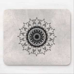 Mandala Damask Black and White Yoga Art Elegant Musmatta