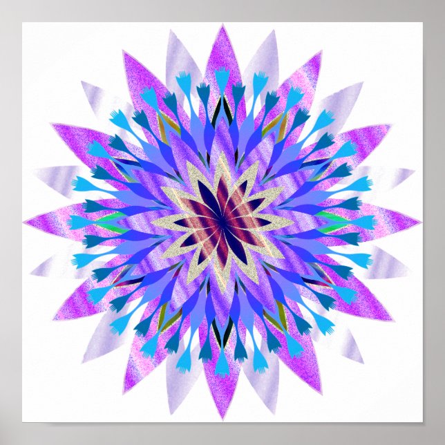 Mandala Damask Lotus Flower Art Elegant Poster (Framsidan)